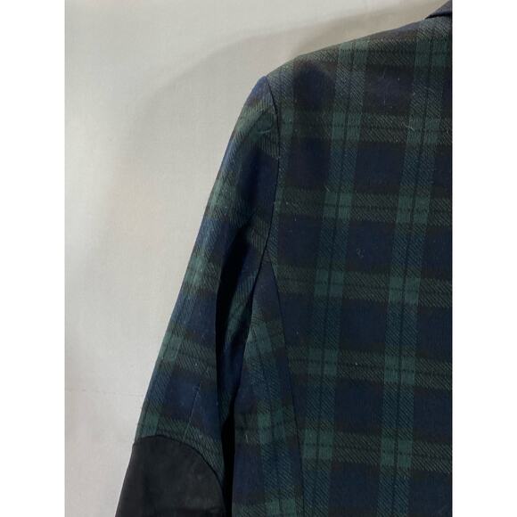 ZARA MAN Men's Green Plaid Two-Button Elbow-Patch Blazer SZ M - Picture 4 of 12